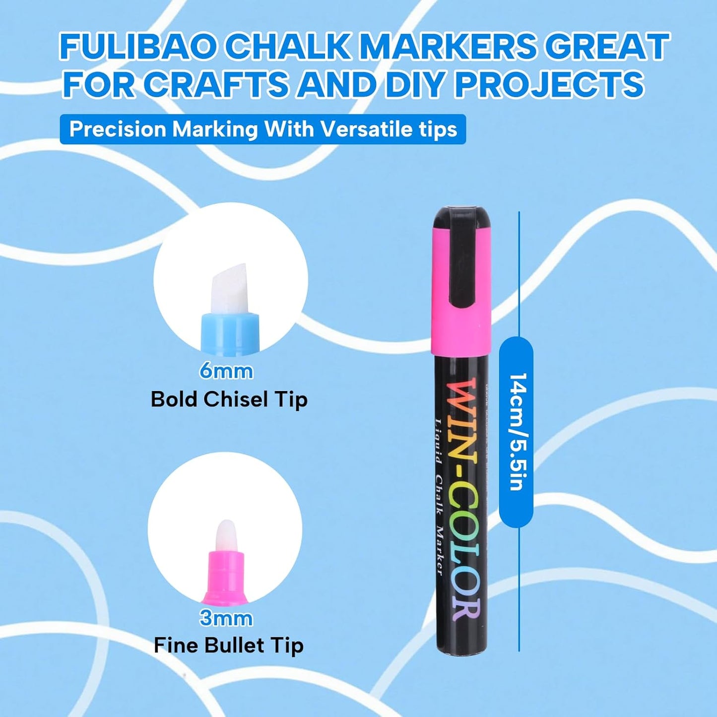 Liquid Chalk Markers Erasable,8 Colours Window Markers,6mm Reversible Tip,Zero Dust,Non-toxic,Quick Drying,for Blackboards,Glass,Cars,Restaurant Menu