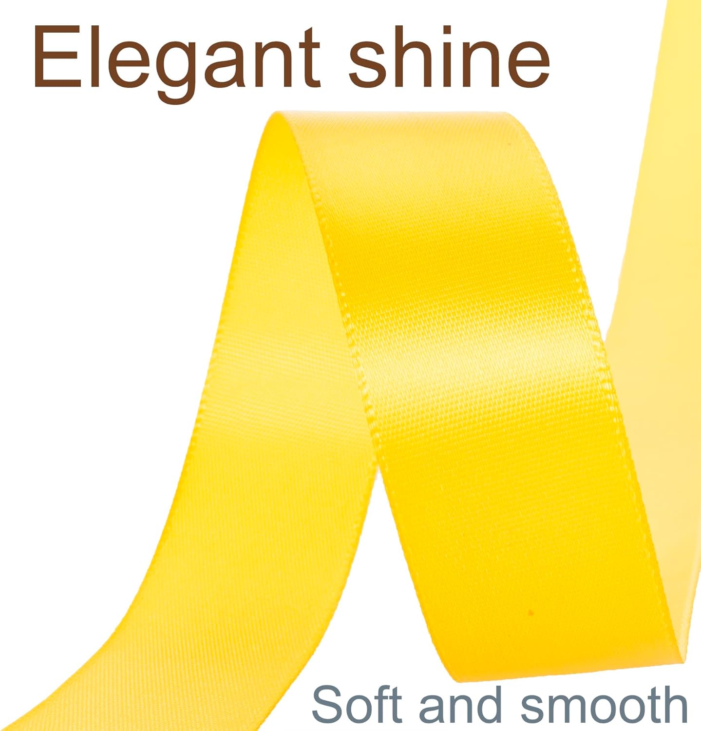 1 Inch Yellow Ribbon, 50 Yards Craft Polyester Satin Ribbon Perfect for Gift Wrapping, Handmade Roses, Wedding Party Decorations and DIY Crafts