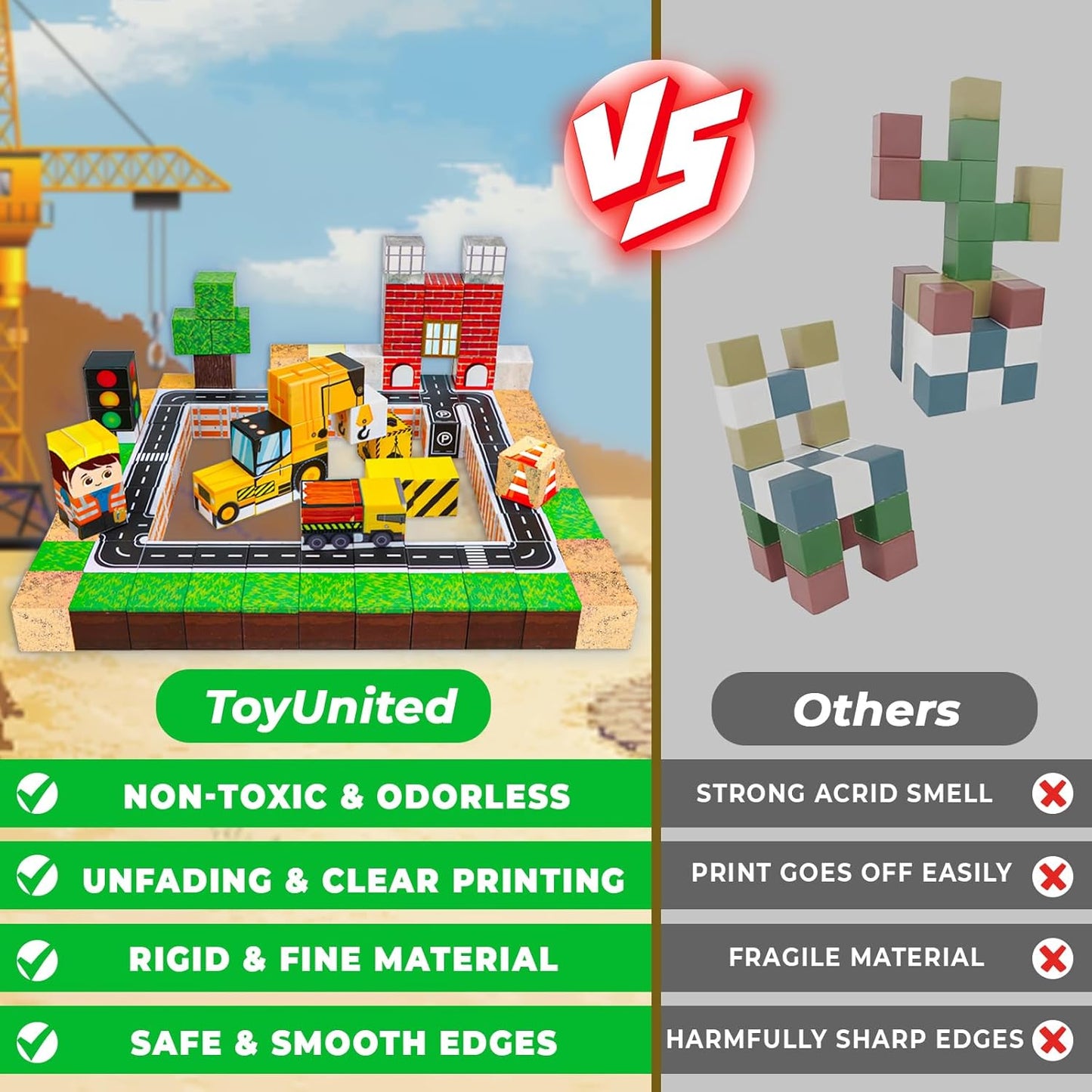 Magnetic Blocks - 100PCS Magnetic Building Blocks Magnet Cubes Stacking Construction Set, STEM Montessori Sensory Toys for Kids Boys Girls Ages 3-5 6-8 Holiday Easter Birthday Gifts