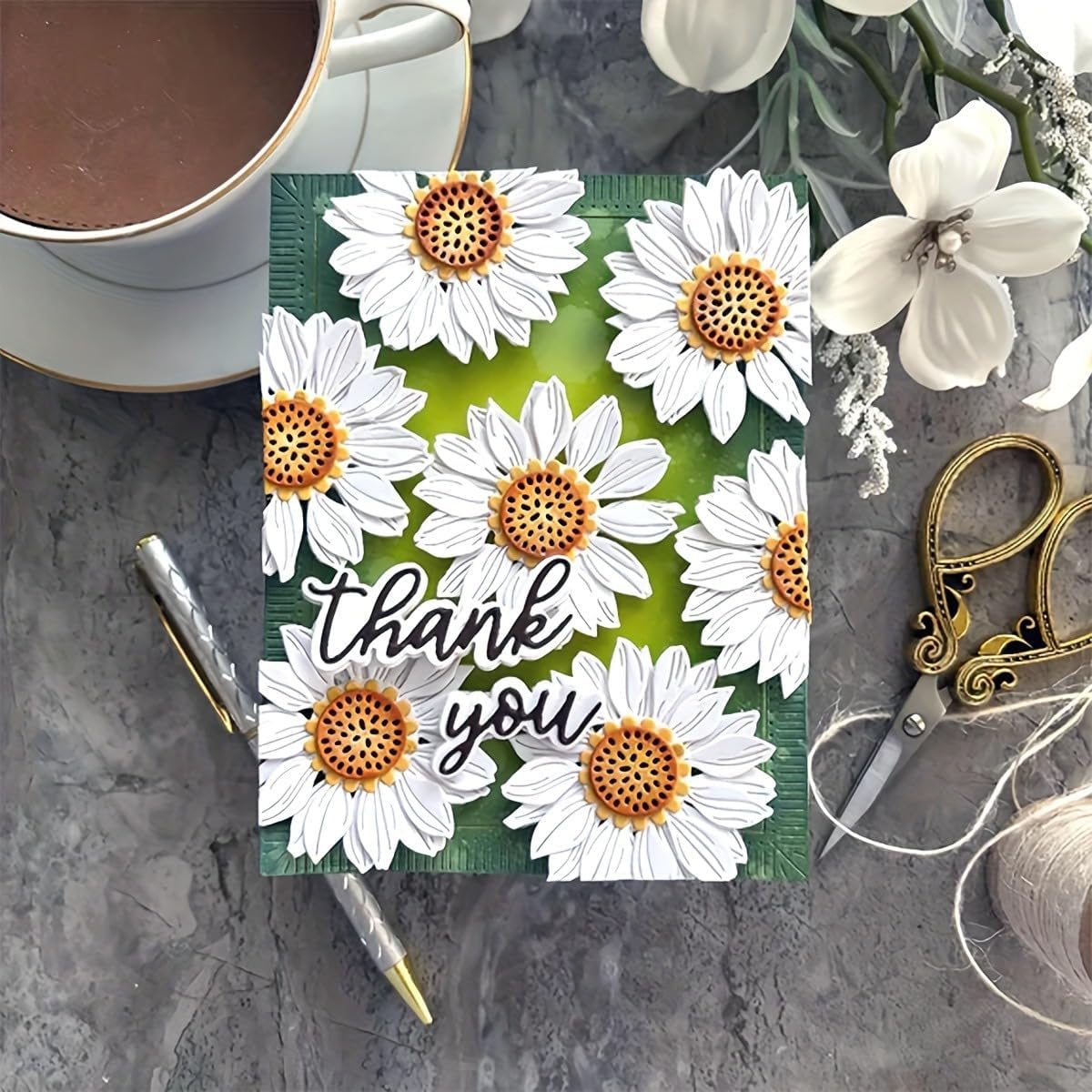 Lapoo Flowers Metal Cutting Die for Scrapbooking - Durable, Cut Stencils for DIY Scrapbook Photo Album Decorative Paper Card, Card Making Supplies, Embossing (Sunflower 3.8 x 2.7 in)