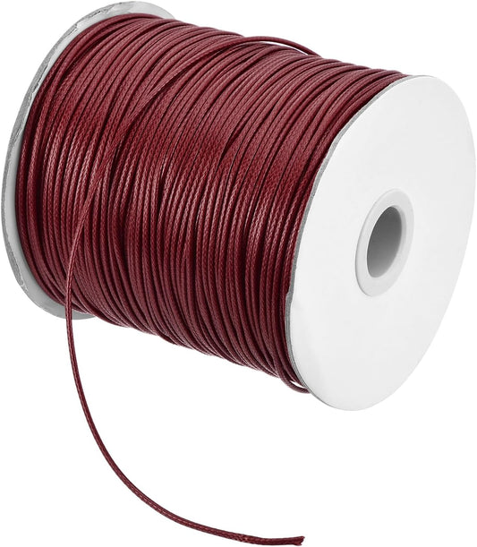 MECCANIXITY Waxed Cord 1.5mm Waxed Polyester Cord 175 Yard Wax String for Bracelet Making,Necklaces, Beading,Jewelry Making and DIY Crafts(Dark Red)
