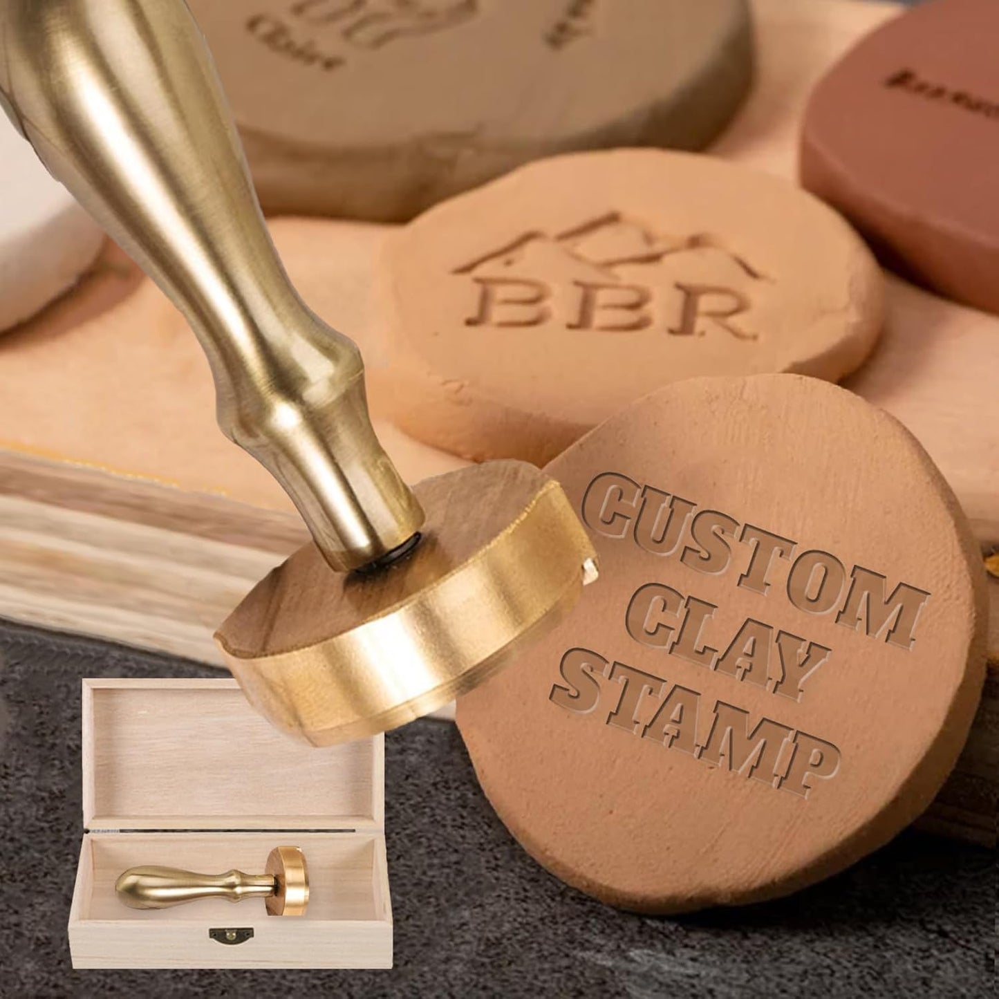 Custom Pottery Stamps for Clay Personalized Pottery Tool Kit Stamp with Own Design Signature Letters Gift for Potters DIY Lovers-1.5"