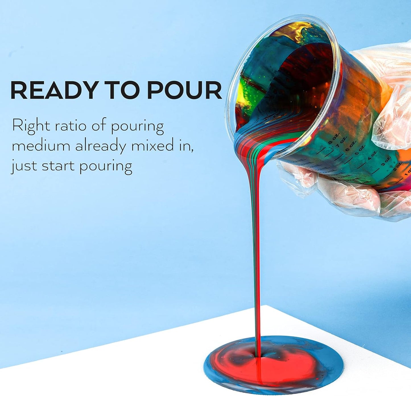 Nicpro 14 Colors 8.45oz Acrylic Pouring Paint Kit, Large Volume Premixed High Flow Pour Paints Supplies with Canvas, Wood Natural Slices, Pouring Oil, Gloves, Strainer, Cups for Beginner DIY Crafts