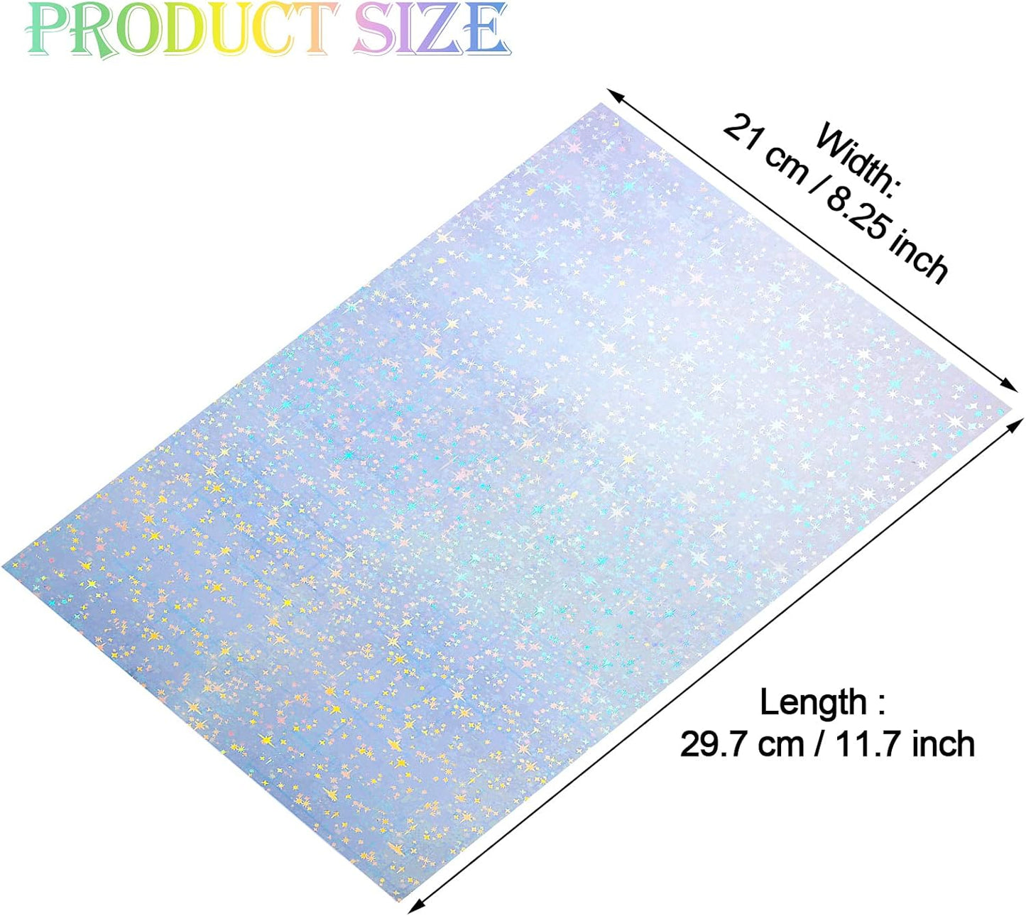 Outus 24 Sheets Holographic Sticker Paper Holographic Laminate Sheets Transparent Overlay Lamination Sticker Self Adhesive Vinyl Film A4 Size, 8.25 x 11.7 Inches(Star Style)