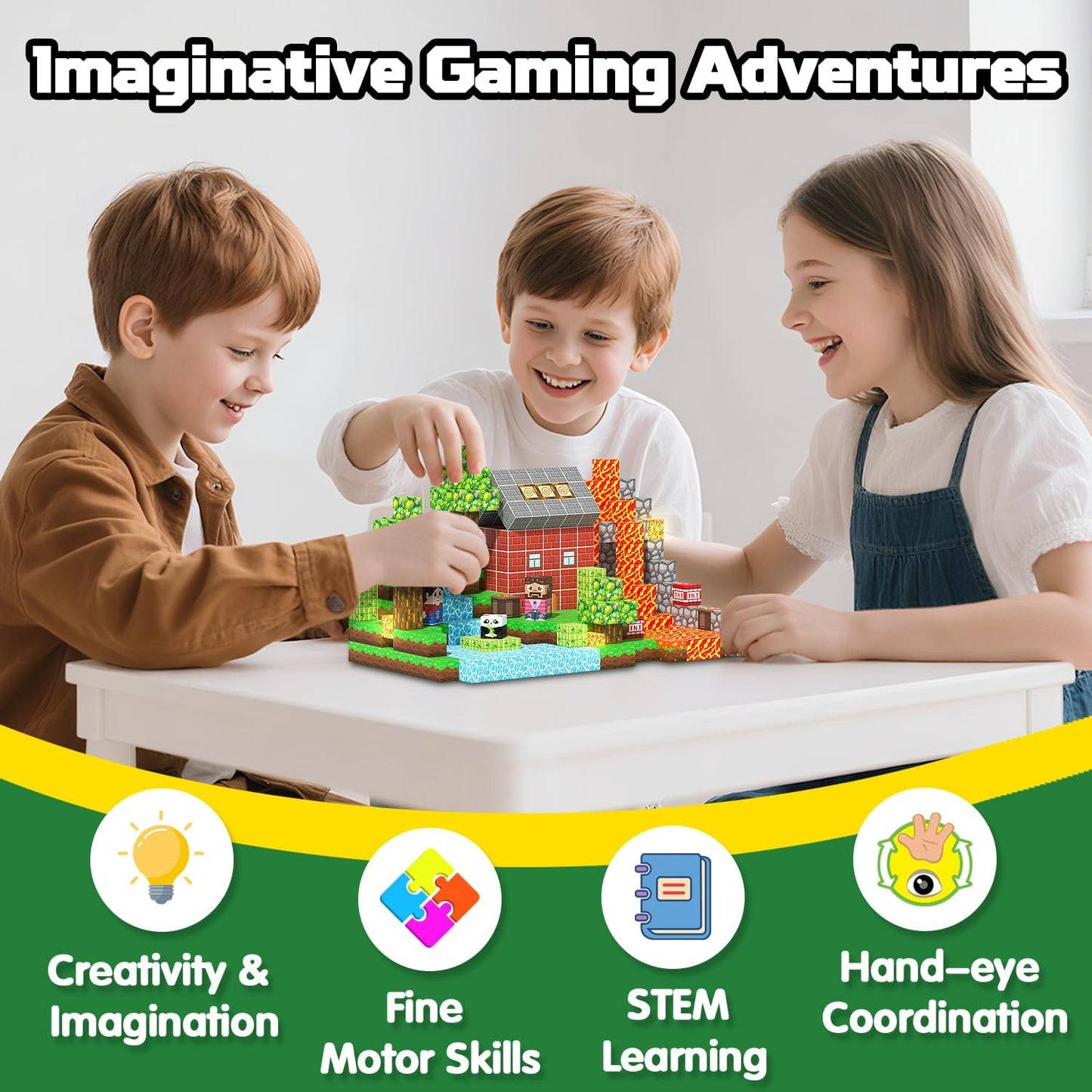 Magnetic Blocks, 150PCS Magnetic Building Blocks Light Up, Stacking Magnets for Kids, Sensory Toy for STEM Constructions Magnet Blocks for Boys Girls Age 3+, Christmas Birthday Gifts