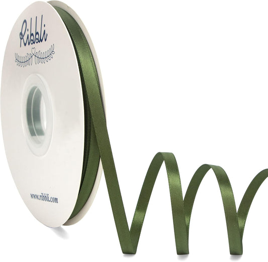 Ribbli Moss Green Satin Ribbon,Double Faced Satin 1/4 inch x Continuous 50 Yards,Moss Green Ribbon Use for Bows Bouquet,Gift Wrapping,Wedding Decoration,Floral Arrangement
