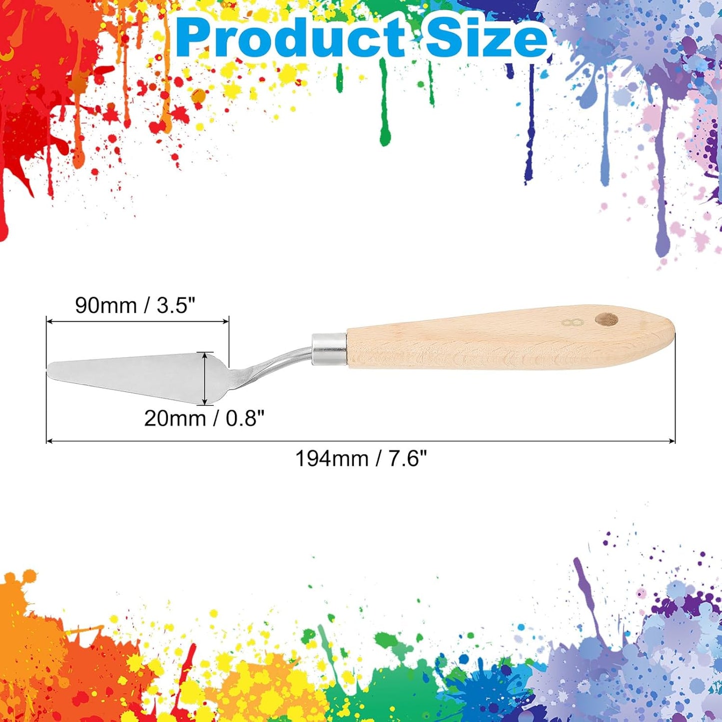 PATIKIL Art Spatula, No.8 20mm Stainless Steel Flexible Palette Knife Painting Knife Painting Spatula Oil Painting Mixing Scraper with Wood Handle for Canvas Acrylic Painting, Brown