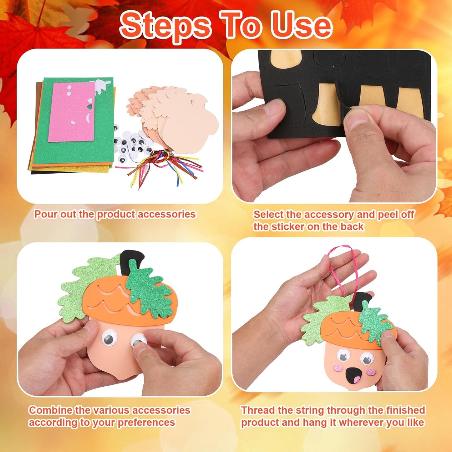 Fennoral 12 Pack Fall Crafts for Kids Make You Hazelnut Foam Stickers DIY Autumn Art and Craft for Boys Girls Party Supply Art Activities Birthday Gifts Fall Thanksgiving Decoration