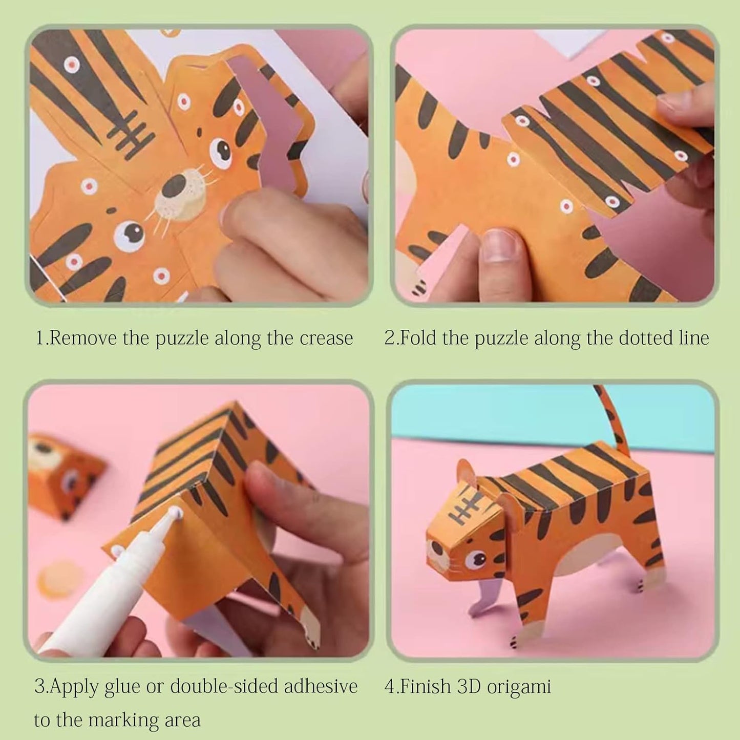 MIREONETRY Origami Kit for Kids Ages 6+,16 Style 3D Animal Origami Paper Kit,Easy Origami Paper Art for Beginners Kids Adults,Gifts for Boys&Girls