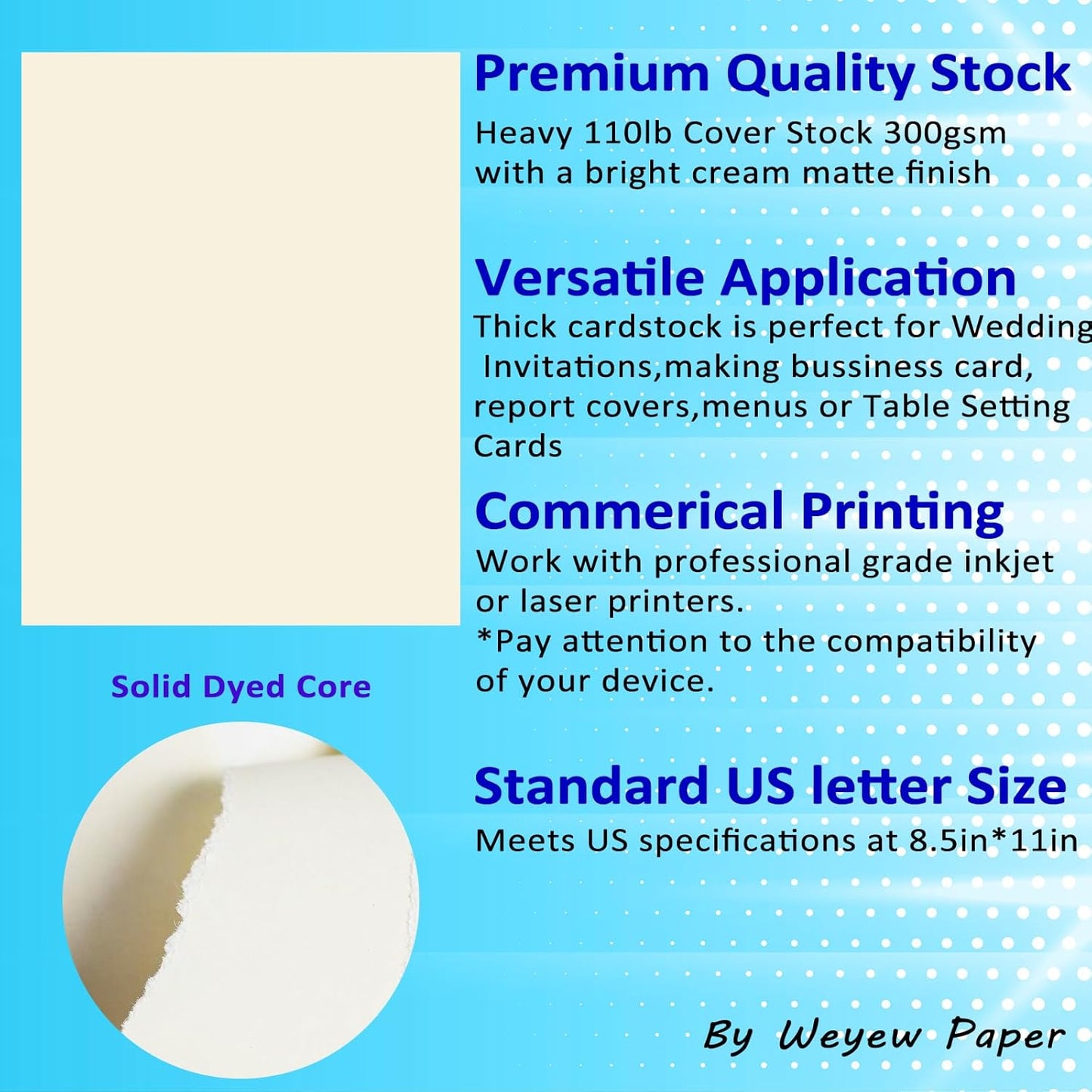 50 Sheets 110lb Cream Cardstock, 8.5" x 11", Premium Heavyweight Card Stock Blank Invitation Paper Greeting Cards DIY Craft Card Making, 110LB Cover 300 GSM