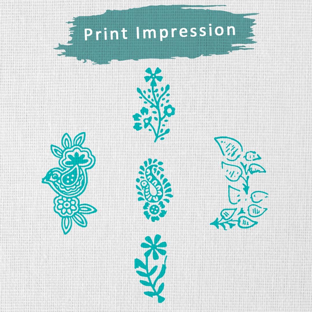 Wooden Printing Stamps - Wooden Block Stamps - Indian Textile Printing Blocks for Tattoo Clay Pottery Henna Card Making Pack of 5, Hashcart®