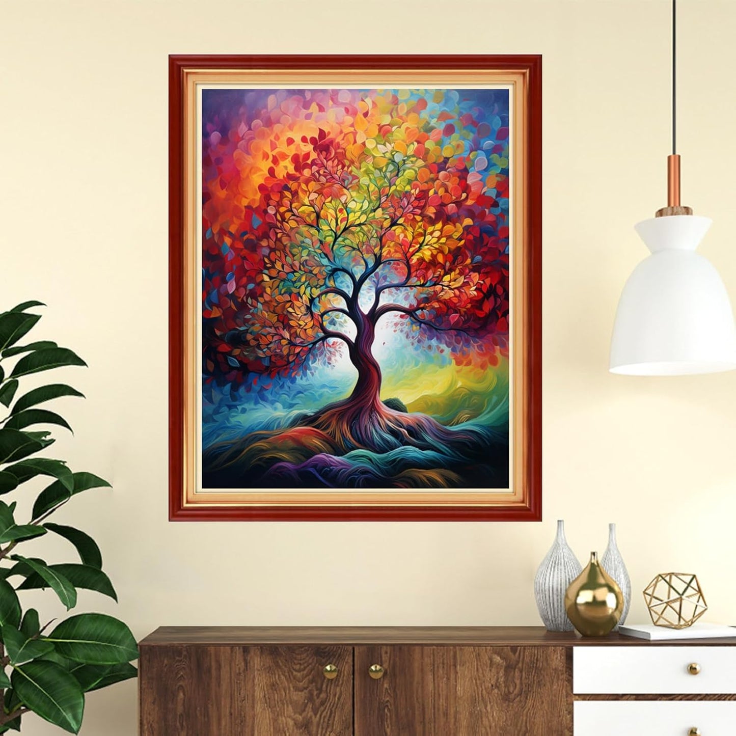 DMCVIVR Stamped Cross Stitch Kits for Adults Beginners Embroidery Kits 11CT Needlepoint Kits Cross Stitch Patterns Embroidery Patterns-Colorful Tree 16x20 inch