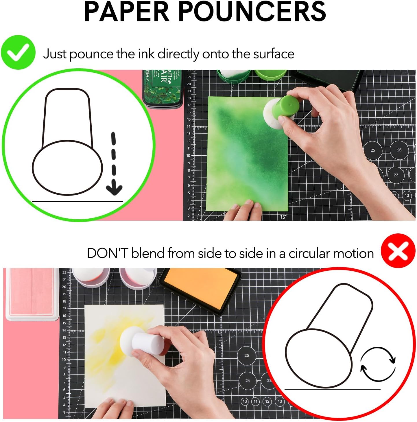 23PCS / Sets Ink Applicator with Storage Cases,Paper Pouncers for Direct Ink Application On Crafts Projects Easily,Inking Sponge for Stamp Ink Distressing, Blending Card Making Crafting Tools