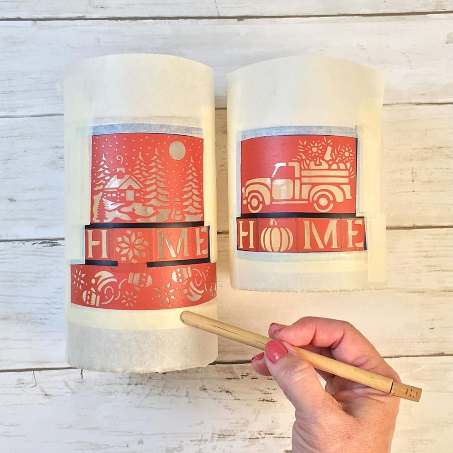 Over'N'Over Reusable Glass Etching Stencils – Durable Self-Stick Designs for Glass, Mirrors, and Ceramics with Armour Etch Cream – 5” x 8” Stencil Sheet - Elves