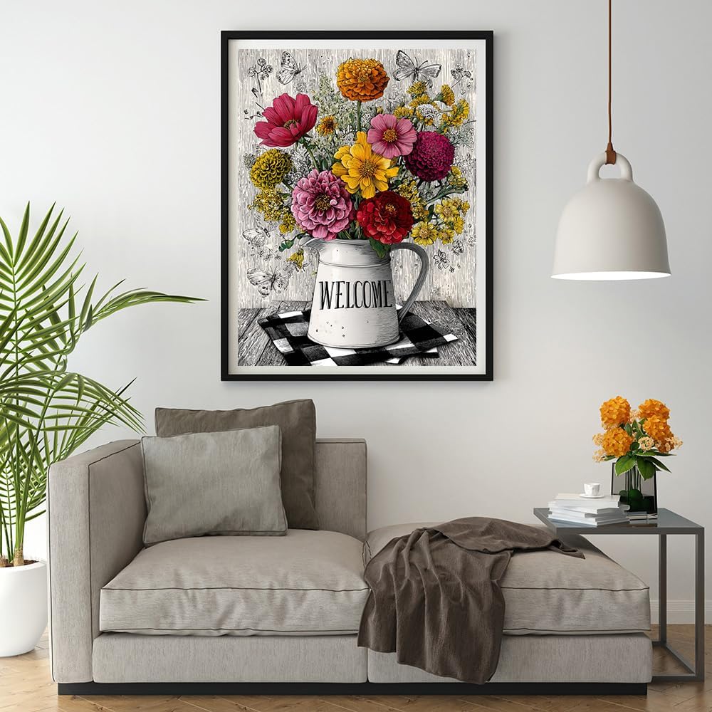 Moohue 14ct Counted Stamped Cross Stitch Kits for Adults Flowers Printed Cross Stitch Patterns Art Crafts Cross Stitch Supplies (Flowers 13)