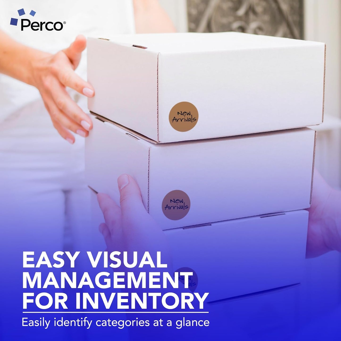 Perco Kraft Brown 3-Inch Round Circle Dot Sticker Labels with Strong and Permanent Adhesive - 500 Labels per Roll - Natural, Cardboard-Like Surface - Made in USA