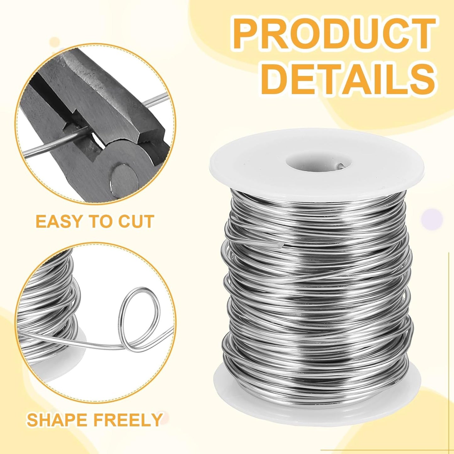 uxcell 12 Gauge / 2mm Anodized Aluminum Wire for Jewelry Craft Making, 102 Feet Bendable Flexible Wire for DIY Home Decor Gardening Sculpture, Silver