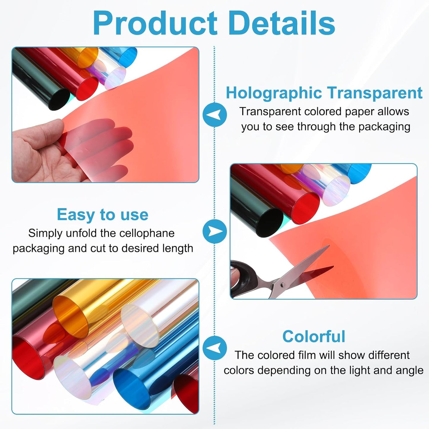 MECCANIXITY Iridescent Window Film,12" x 39" Iridescent Holographic PVC Fabric Dichroic Film Clear Vinyl Paper Roll for DIY Craft Gift Wrapping Bag Decoration,Dark Blue