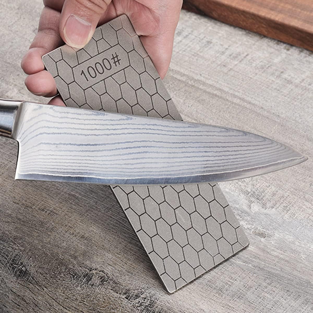 11 Pcs Diamond Sharpening Stone, with Angle Guide and Leather Strop, Knife Sharpener Stone Whetstone Honeycomb Surface Plate with Non-slip Base for Pocket Knives Scissors