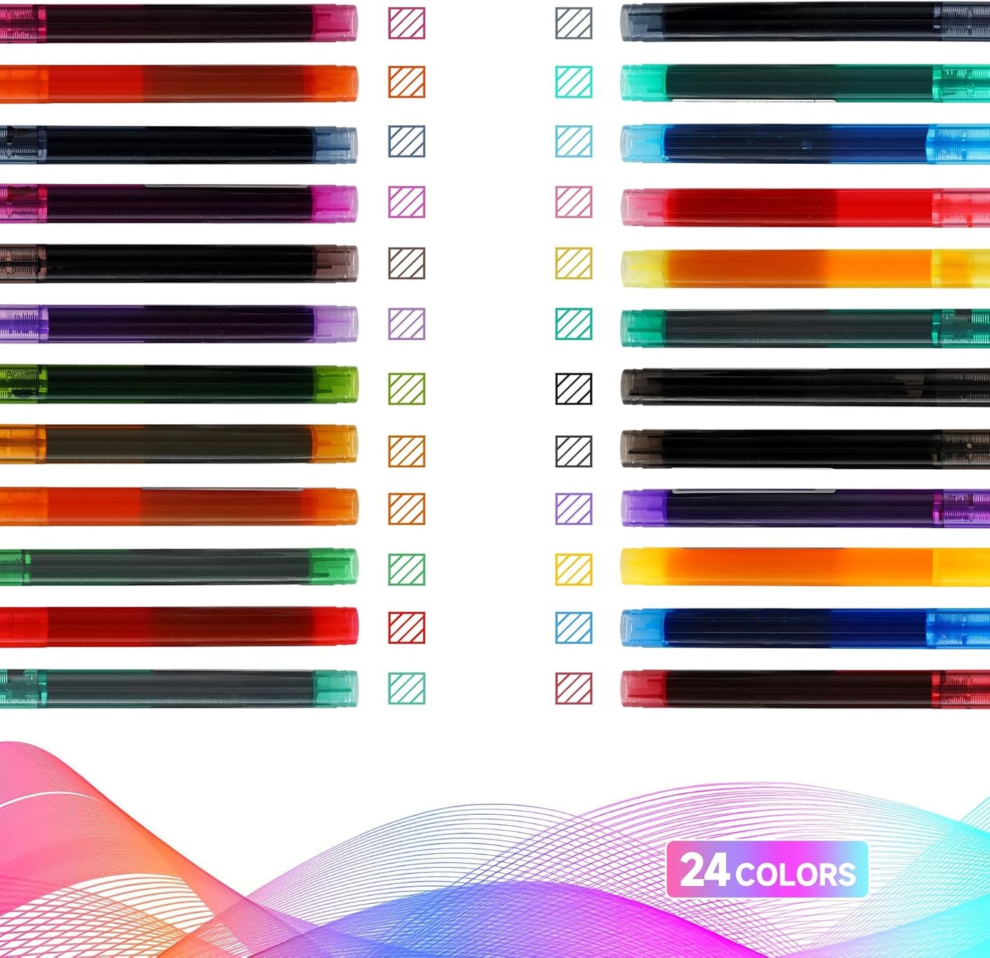 RIANCY Fine Point Colored Pens 24 Colors 0.5mm Gel Ballpoint Pens Assorted Colors Liquid Ink Pens No Smear Vibrant Colorful Writing for Journaling Note Taking Doodling Coloring Office School Supplies