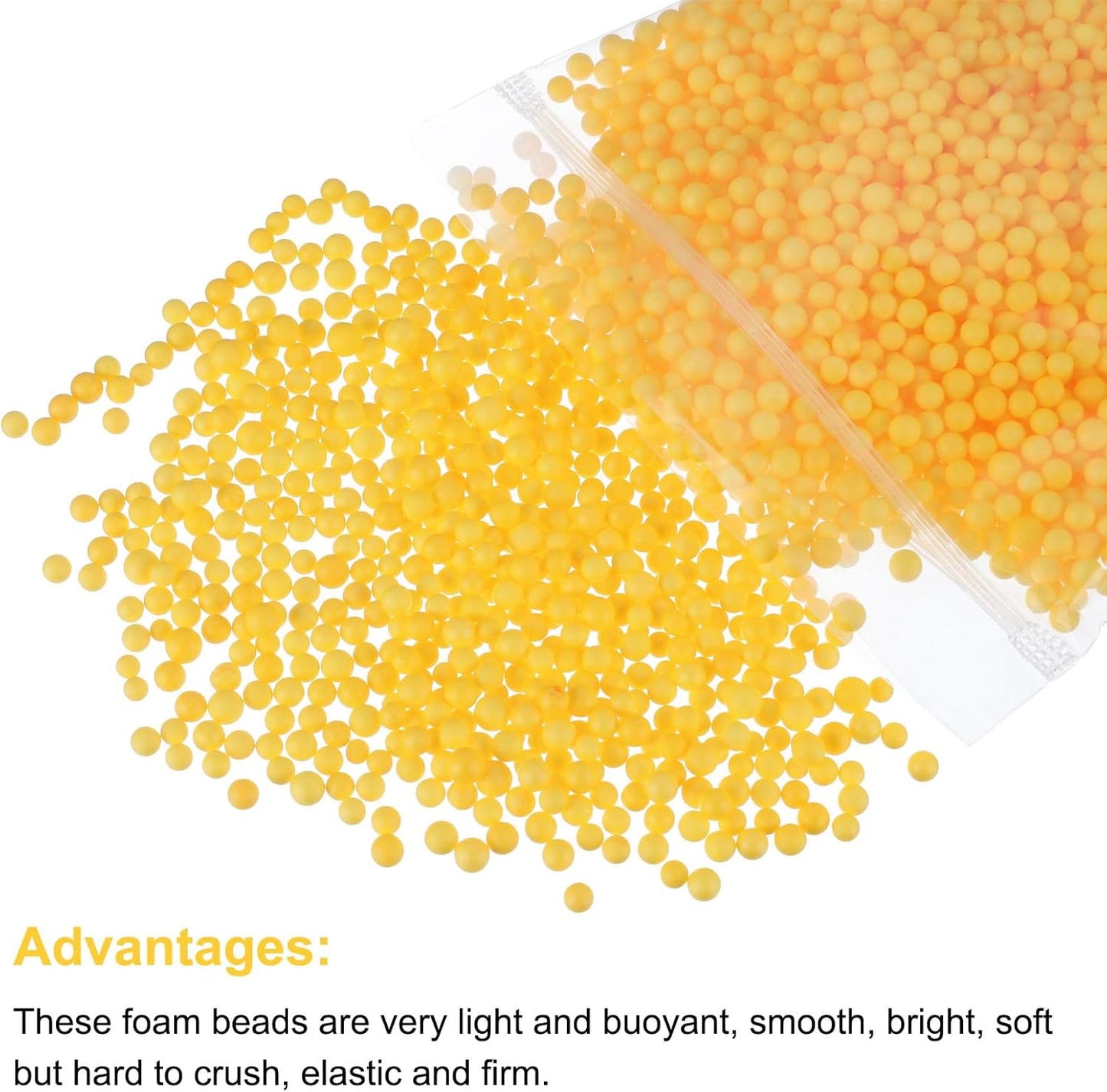 MECCANIXITY Foam Beads Foam Balls 4-6mm for Wedding and Party Decorations, Tiny Packing Balls, Arts DIY Crafts Supplies (Dark Yellow,1 Pack Approx 5000pcs)