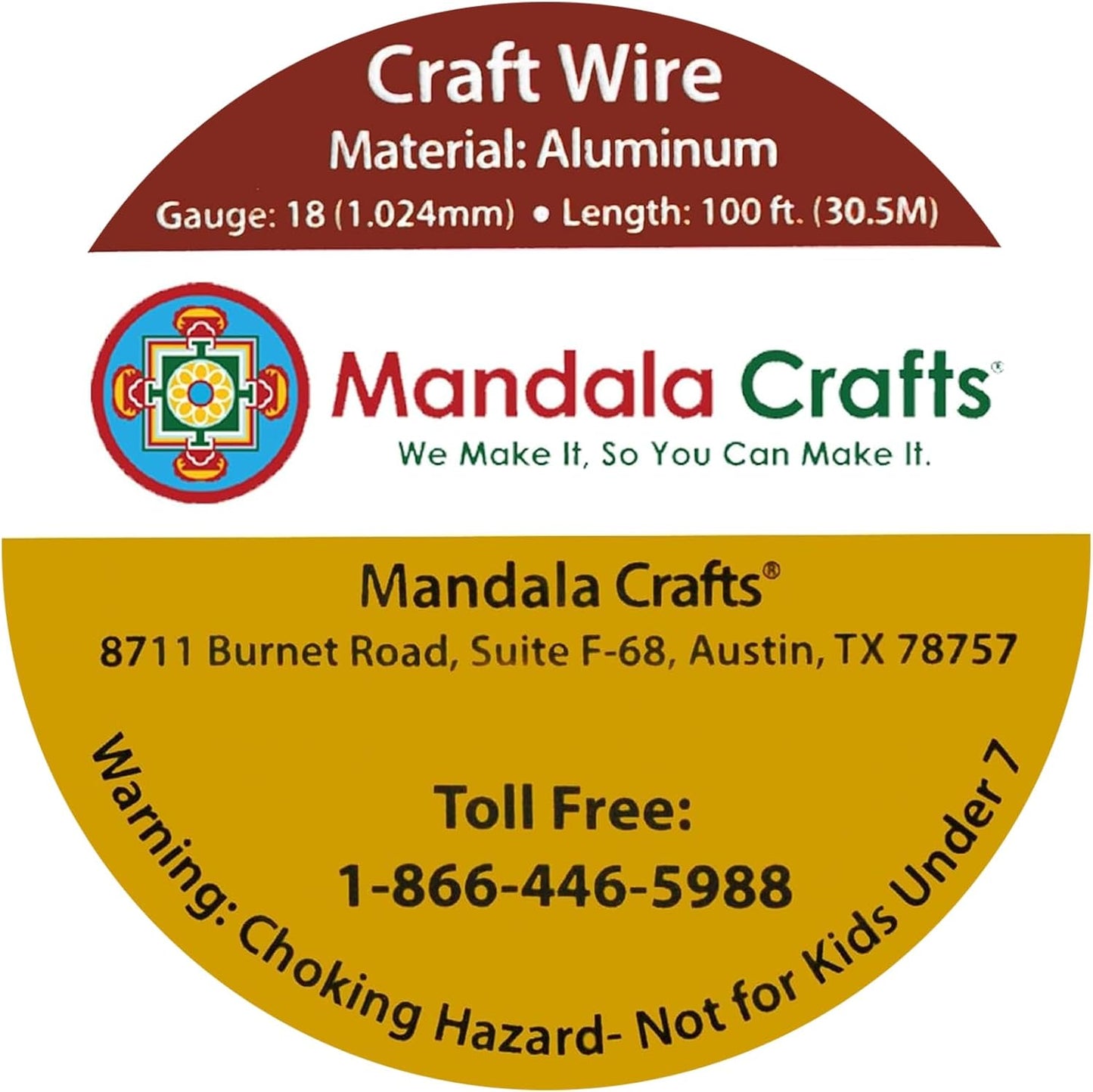 Mandala Crafts 18 Gauge Anodized Aluminum Craft Wire for Jewelry Making - 100 FT Colored Flexible Light Gold Wire - Bendable for Bonsai Armature Crafting Sculpting