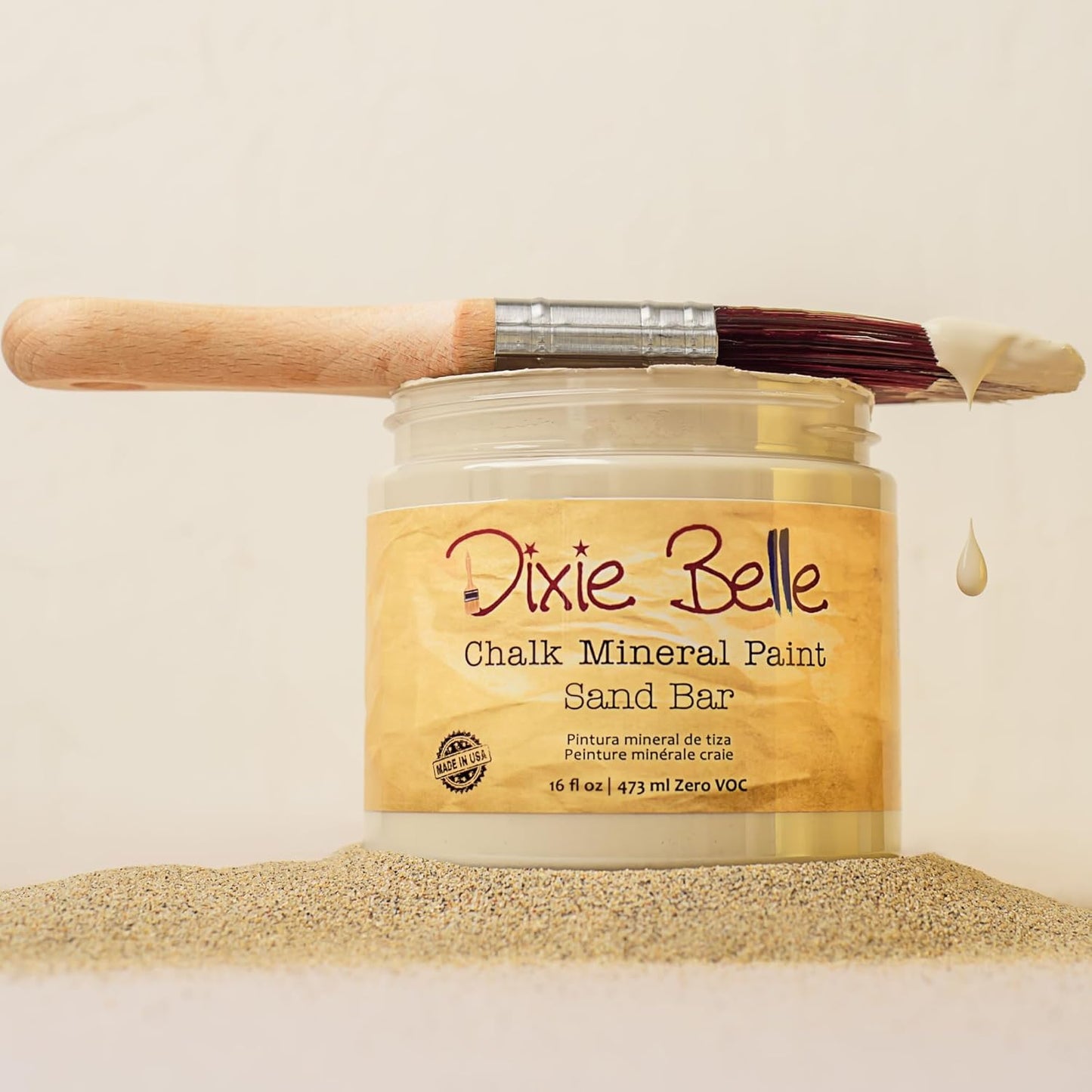Dixie Belle Paint Company Chalk Finish Furniture Paint - Sand Bar (32oz) - Matte Neutral Tan Chic Chalk Mineral DIY Furniture Paint