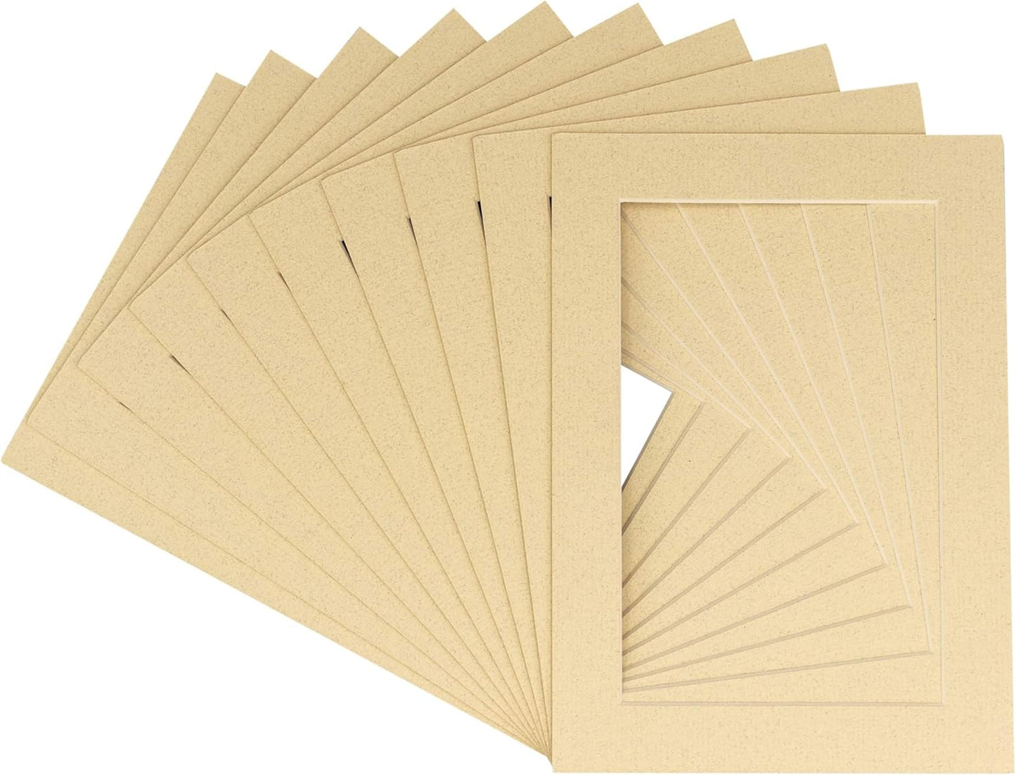 11x14 Mat for 8.5x11 Photo - Precut Tan Picture Matboard for Frames Measuring 11 x 14 Inches - Bevel Cut Matte to Display Art Measuring 8.5 x 11 Inches - Acid Free Pack of TEN MATS