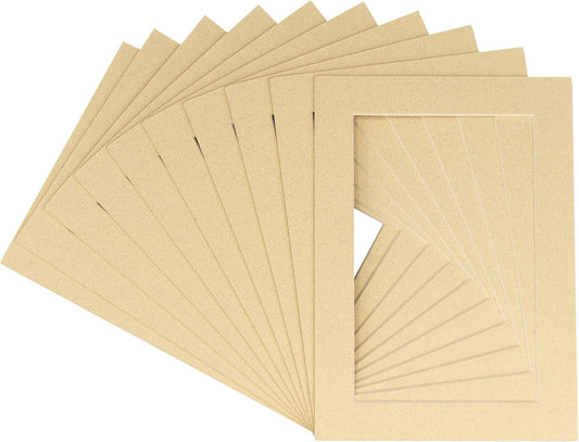 11x14 Mat for 8.5x11 Photo - Precut Tan Picture Matboard for Frames Measuring 11 x 14 Inches - Bevel Cut to Display Art 8.5 x 11 Inches - Acid Free Pack of 10 MATS with Backing Boards & Clear Bags