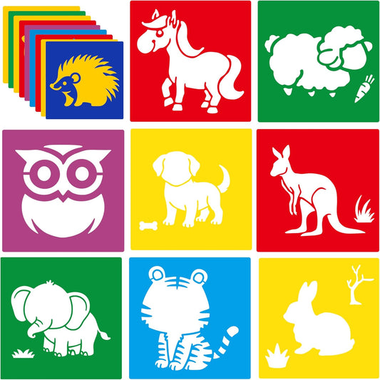 24 Pieces Stencils for Kids,Large Drawing Stencils Chalk Template,8 Inches Washable Shape Template Kit for Crafts,Painting Drawing for Kids Toddlers Preschool(Animal, 8 inch)