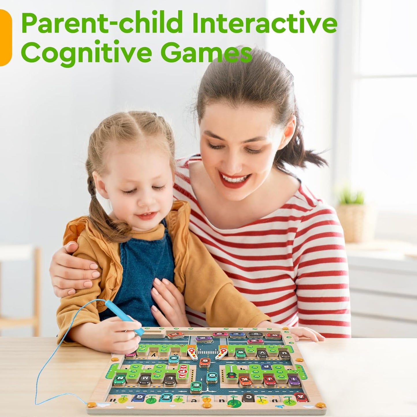 Magnetic Alphabet Maze - Montessori Parking Board Letters Matching Educational Toys Magnet Puzzle Preschool Sensory Activities Gifts for Toddlers Boys Girls Age 2-6