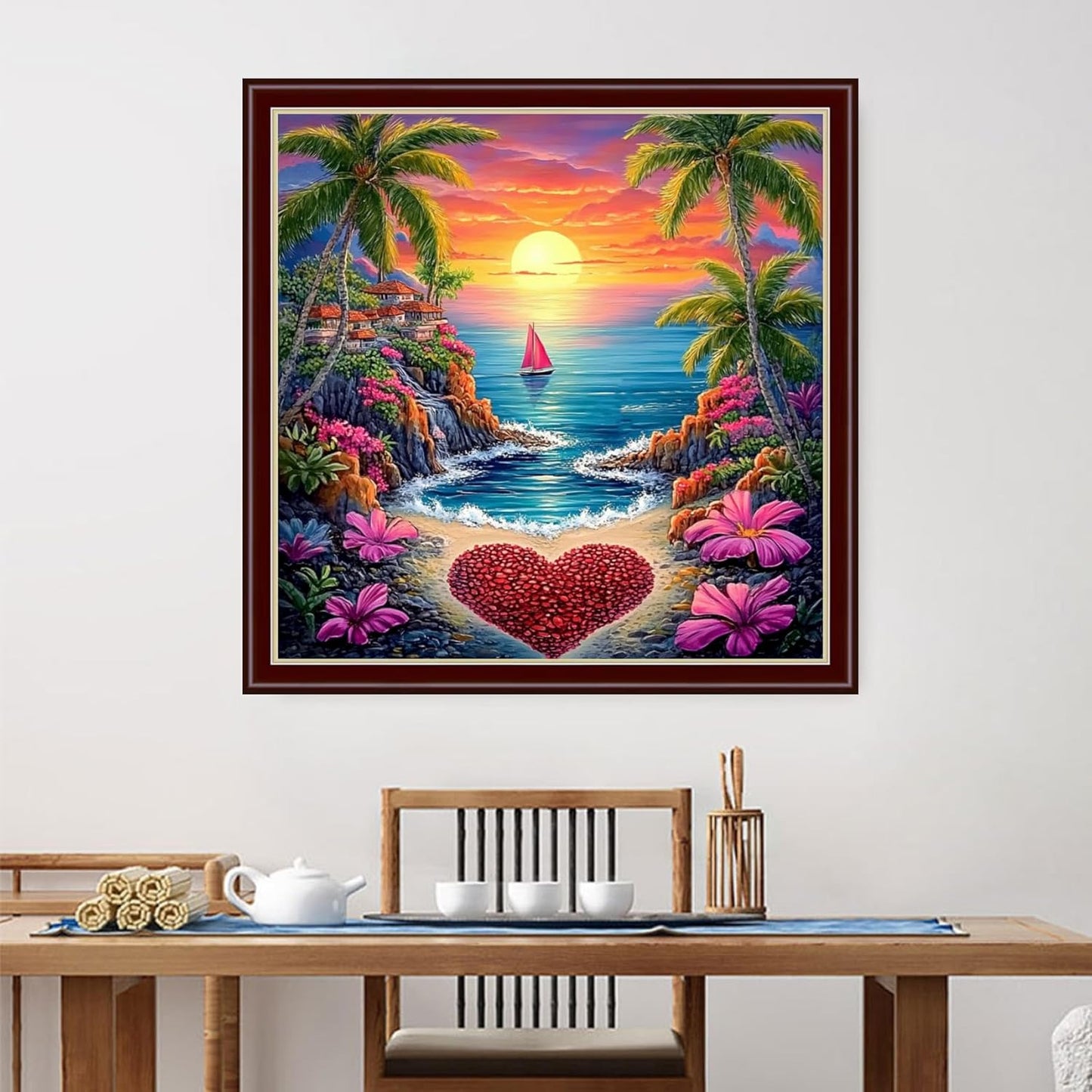 Dimensean Stamped Cross Stitch Kits Full Range of Embroidery Patterns Starter Kits for Beginners Adult or Kids DIY Cross Stitches Needlepoint Kits 11CT-Seaside Love 18x18 inch