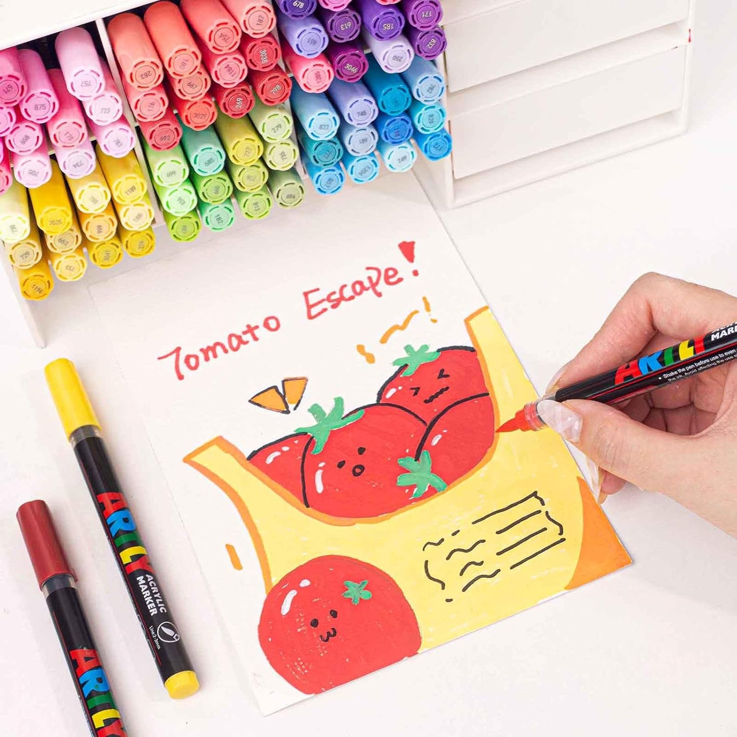 Acrylic Paint Markers, Acrylic Paint Pens, Fabric Markers for Textile, Rock, Glass, Wood, Paper, Ceramic, Canvas DIY Art Supplies Kit for Kids and Adults (120)