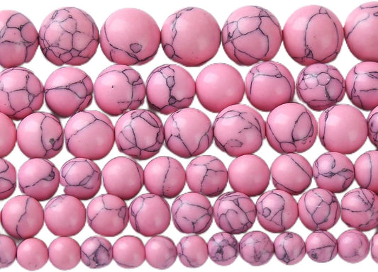 36pcs 10mm Pink Turquoise Beads Natural Stone Round Loose Spacer Beads for Jewelry Making DIY Bracelet Necklace 1 Strand 15inch