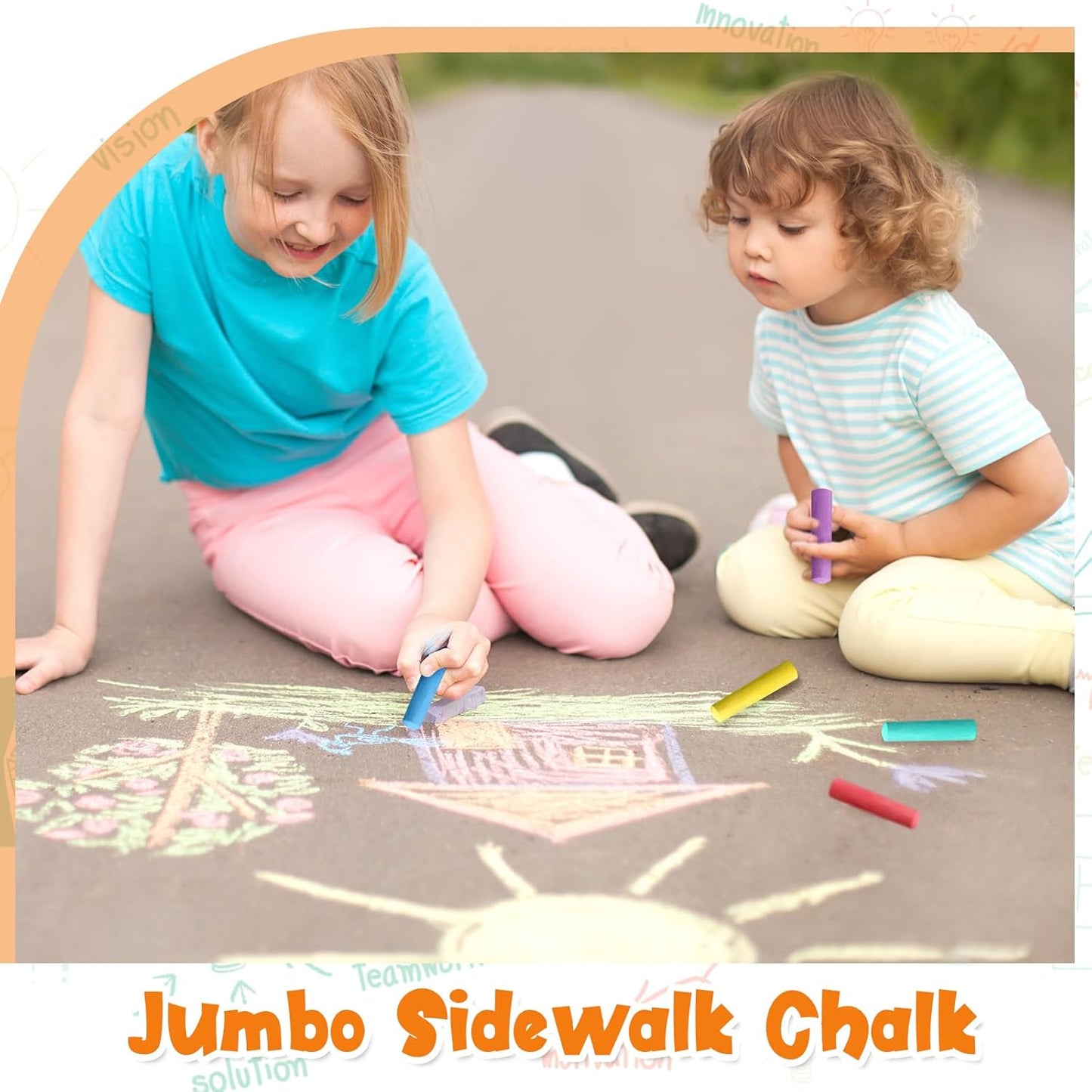 40 Pcs Sidewalk Chalks for Kids Non Toxic Jumbo Chalk for Party Gift Outdoor Art Classroom Play Painting (Multicolor)