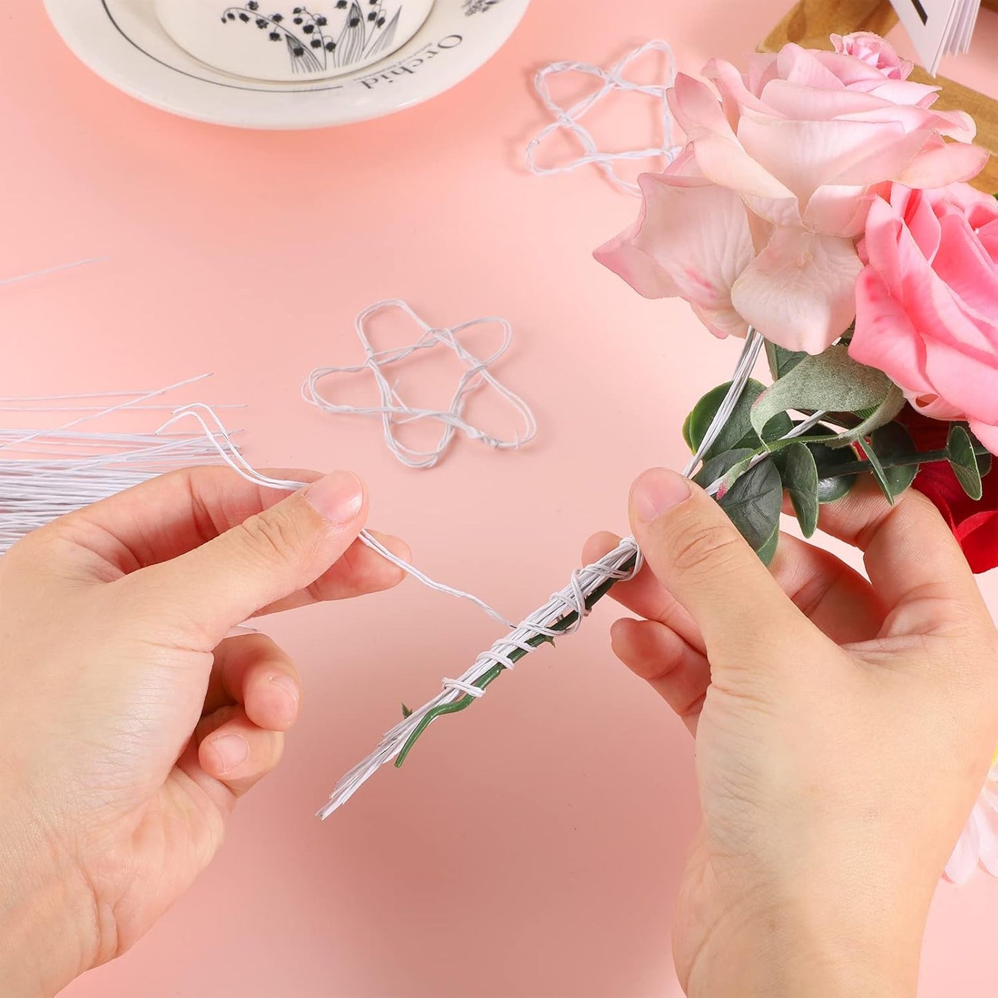 200 Pcs Floral Wire - 26 Gauge Crafts Wire for Florist - White (14 Inch)