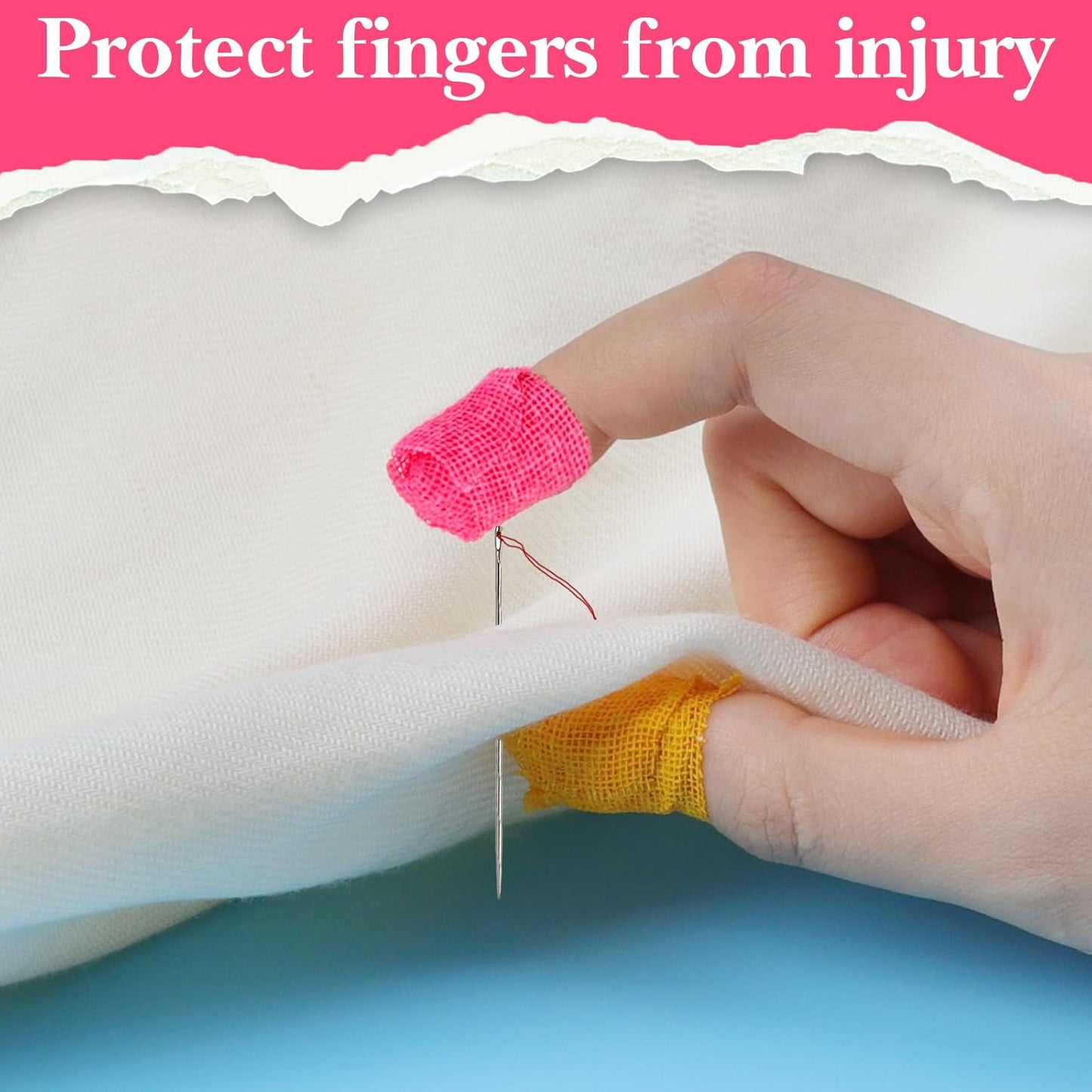 LLMSIX 3pcs Thimbles Type for Hand Sewing, Finger Protectors for Sewing, Soft & Breathable Finger Tape for Moms Wives Hand DIY Sew Gifts