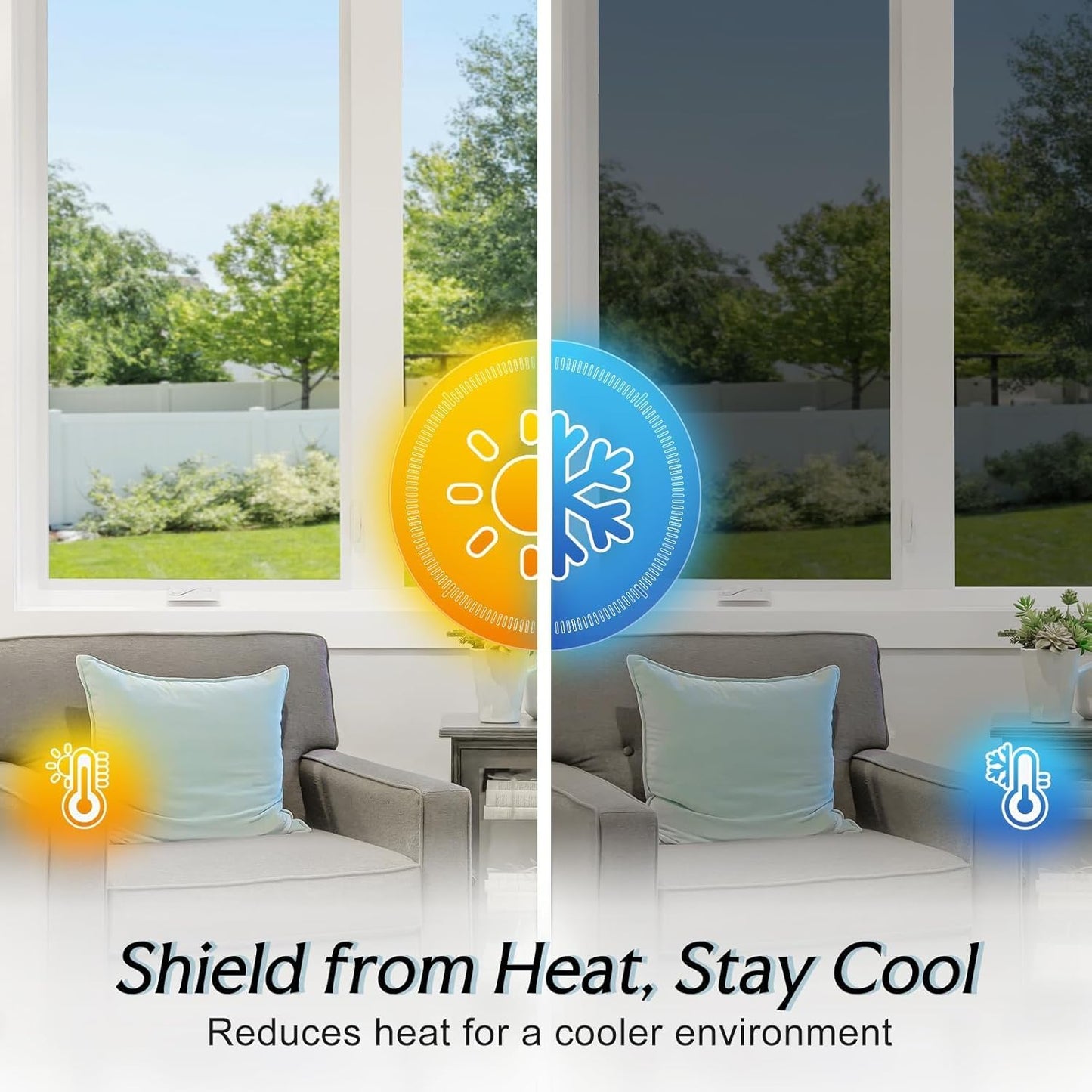 DOWELL One Way Window Privacy Film with 3 Tools Window Tint for Home Sun Blocking Heat Control Anti UV Reflective Mirror Covering See Out Not in for House and Office Black Silver 35.4" X 78.7"