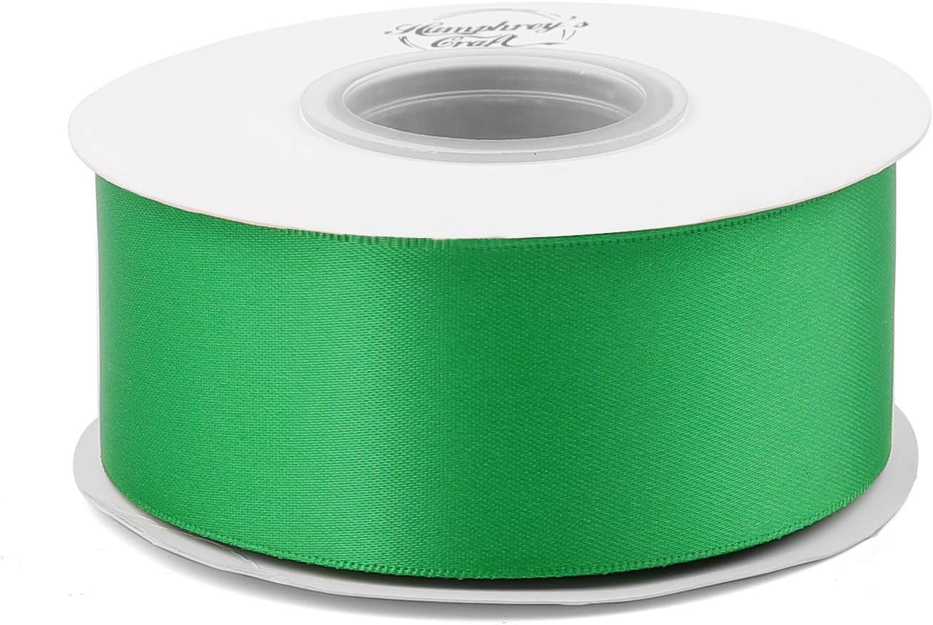 Humphrey's Craft 1-1/2 Inch Fern Green Double Faced Satin Ribbon - 25 Yards Variety of Color for Crafts Gift Wrapping Bows Bouquet Decoration Sewing Christmas Tree Wedding Invitation Card.