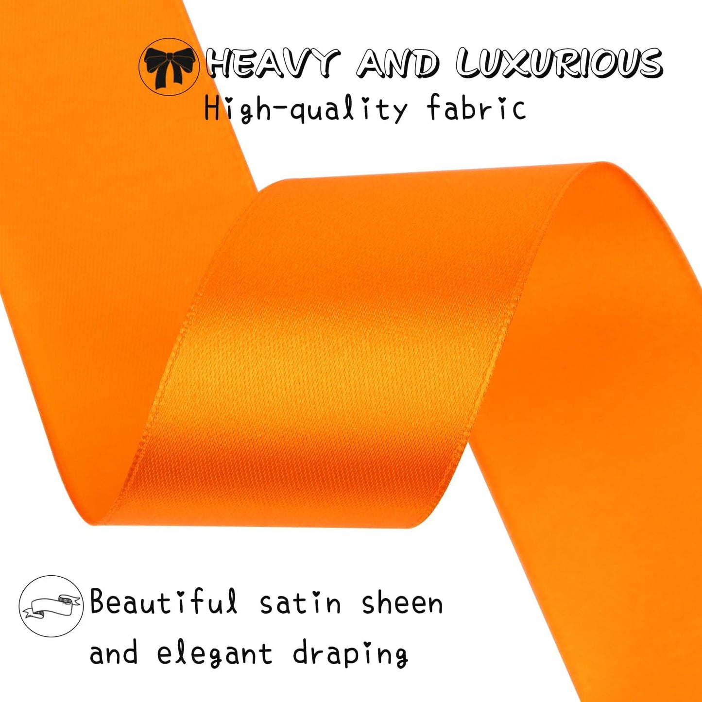 Orange Solid Satin Ribbon 1-1/2 Inch 25 Yards Solid Polyester Fabric Ribbon for Gift Wrapping Wedding Christmas Baby Shower Birthday Party Decoration Handmade Immortal Flower Craft