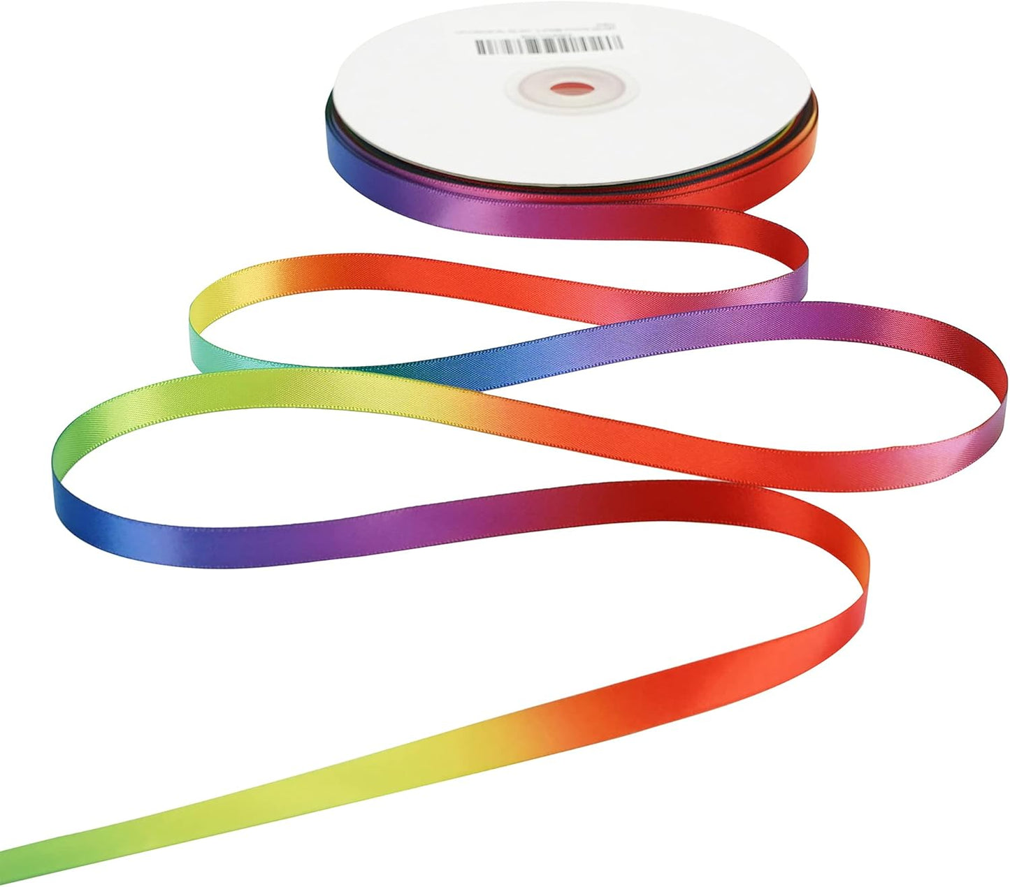 MEEDEE Rainbow Satin Ribbon - 3/8 inch Thin Color Ribbon for Crafts, Gift Wrapping, Birthday Party, Pride Party, Wedding Decorating - 50 Yards