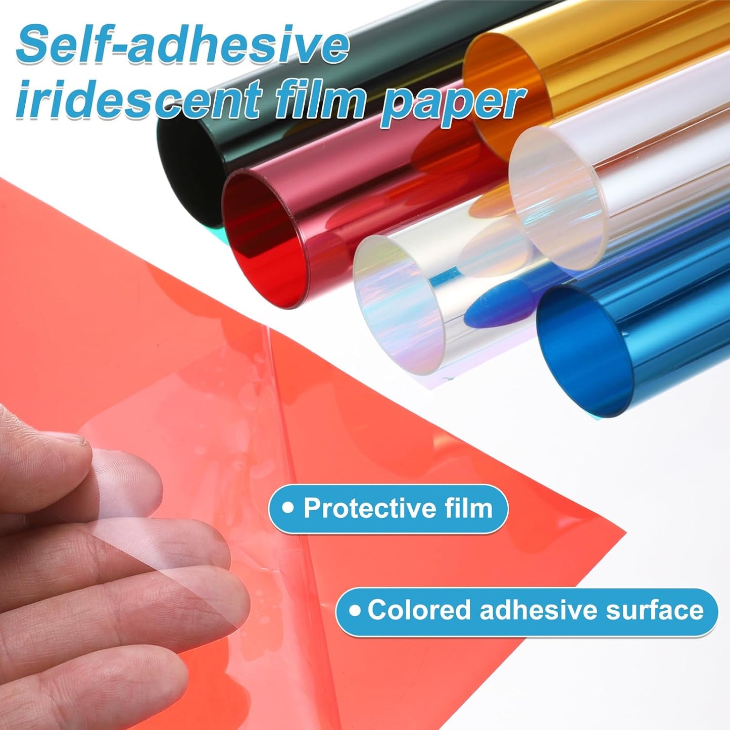 MECCANIXITY Iridescent Window Film,24" x 39" Iridescent Holographic PVC Fabric Dichroic Film Clear Vinyl Paper Roll for DIY Craft Gift Wrapping Bag Decoration,Gold