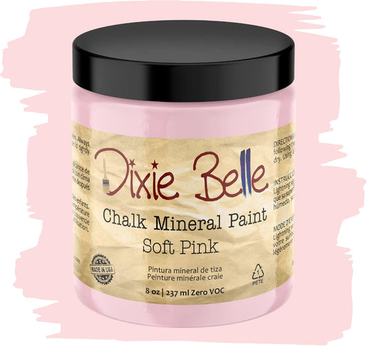 Dixie Belle Paint Company Chalk Finish Furniture Paint - Soft Pink (8oz) - Matte Dainty Pink Chic Chalk Mineral DIY Furniture Paint