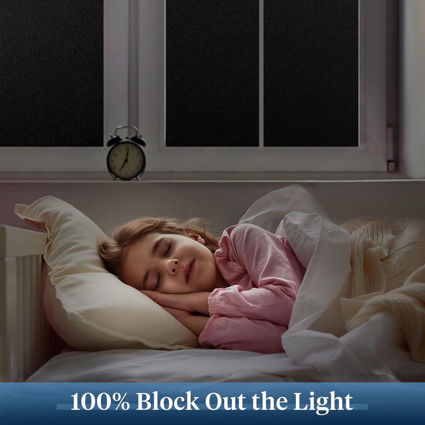 Haton Blackout Window Film, Frosted Privacy Cover for Glass, Sun Light Blocking Black Out Window Tint, Static Cling Room Darkening Heat Control Shades for Home Day and Night, Black 23.6" x 78.7"