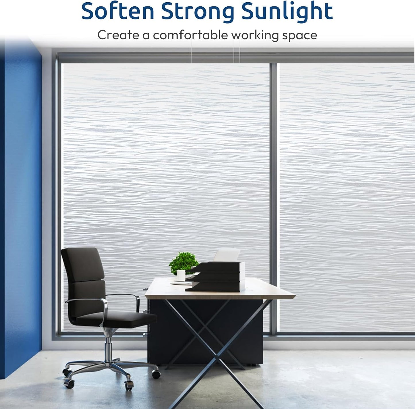 rabbitgoo Window Privacy Film Frosted Glass Film Removable Vinyl Door Coverings UV Blocking Decorative Static Cling Non-Adhesive Window Clings Sticker for Home Decor, 17.5 x 78.7 Inches