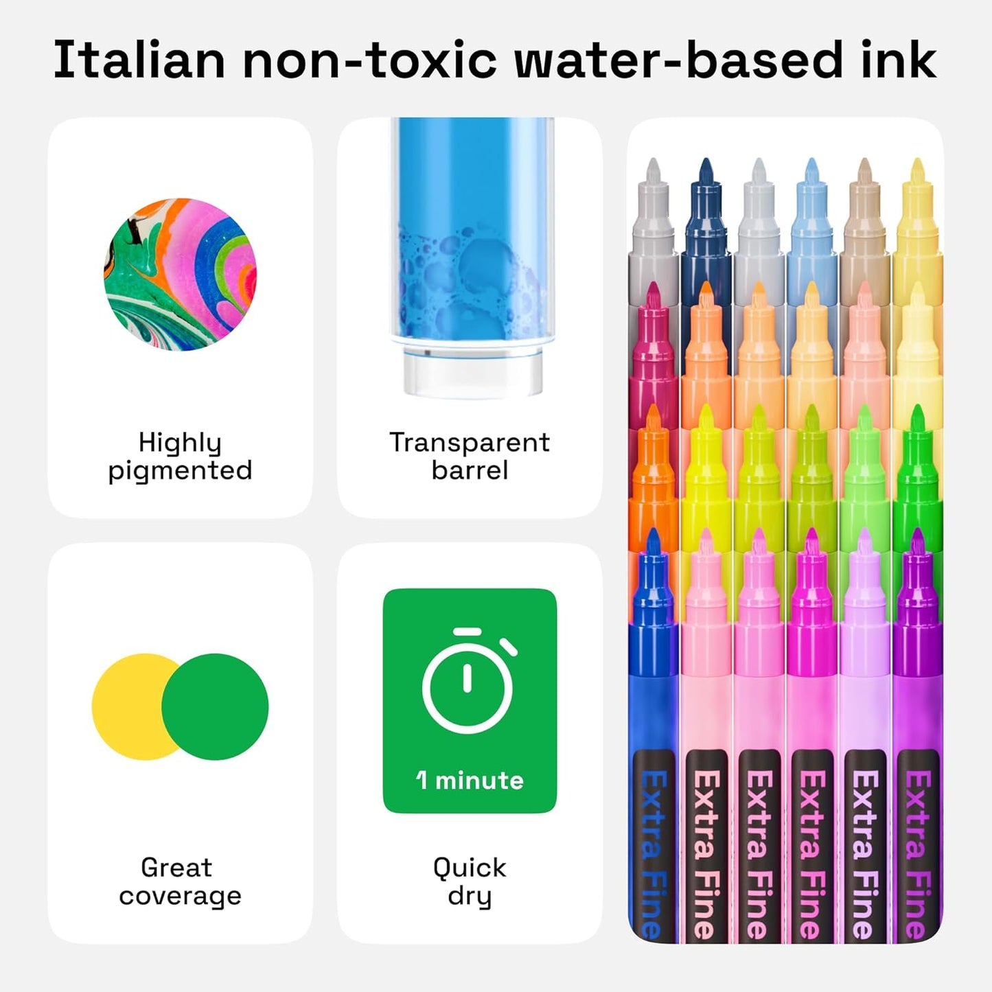 ARTISTRO 60 Acrylic Paint Pens, Art Set Acrylic Paint Markers, Fabric Markers for Textile, Canvas, Rock, Glass, Wood, Paper, Pumpkin, DIY, Paint Markers for Kids and Adults