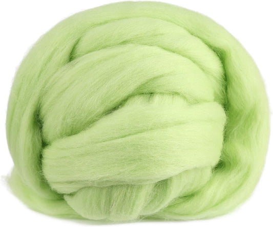 3.53oz Wool Roving Yarn, Wool Felting Supplies, Pure Wools, Chunky Yarn, Spinning Wool Roving for Needle Felting Wet Felting DIY Hand Spinning (Light Green)