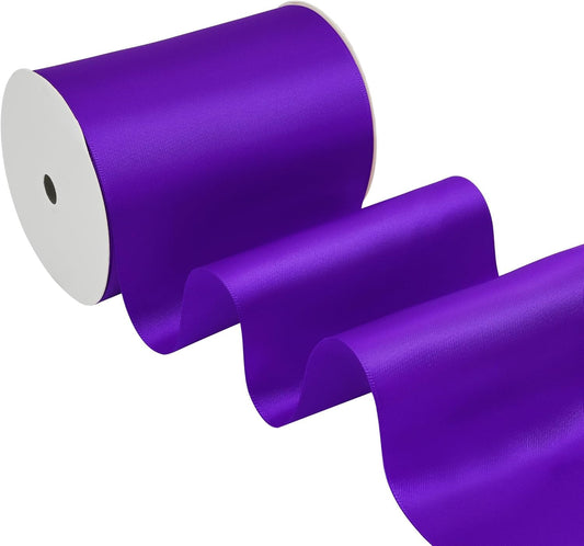 Purple Satin Ribbon 4 Inch X 15 Yards Solid Color Double Faced Ribbons Perfect for Crafts Wedding Decor Bow Making Arts Sewing and More