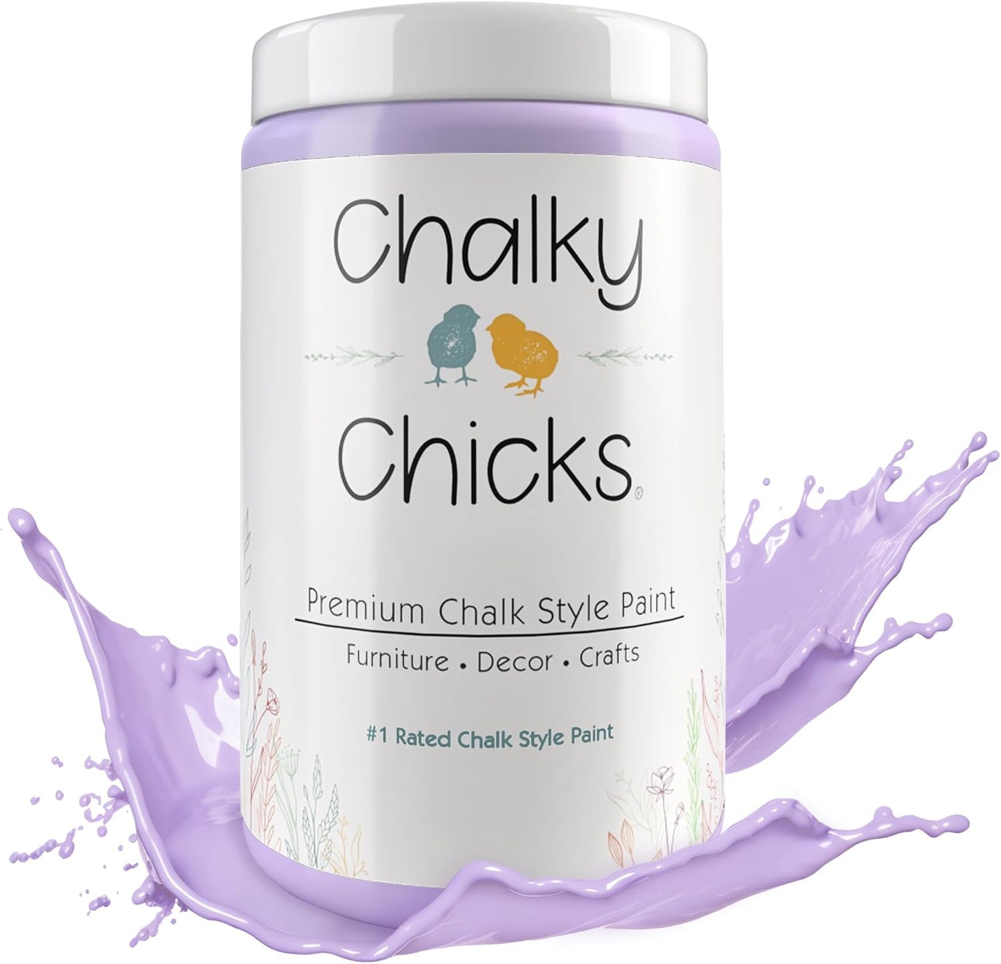 Chalky Chicks All-in-One Chalk Paint for Furniture or Cabinet -32Fl Oz-Matte Finish Sweet Lilac (Light Purple) for Metal, Wood Furniture Paint - No Sanding All-in-One for Home Decor & Crafts, USA Made