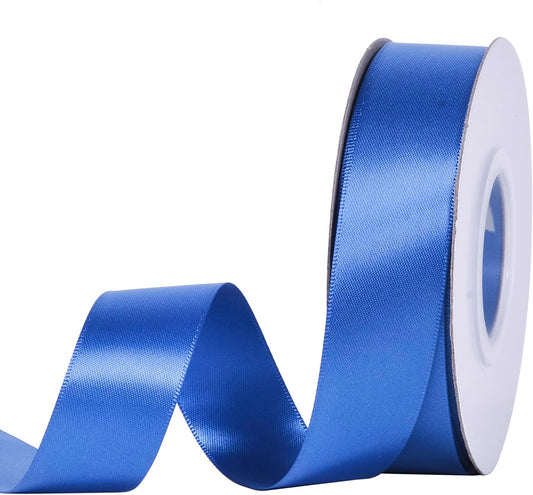 YAMA Royal Blue Double Faced Satin Ribbon, 1 Inch 25 Yards, Great for Crafts Bows Flower Bouquet Wedding Home Decor Gift Wrapping